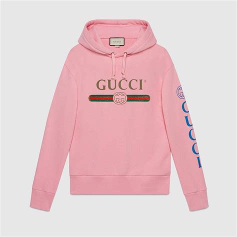 Gucci Logo Sweatshirt With Dragon In Pink Washed Felted Cotton Jersey