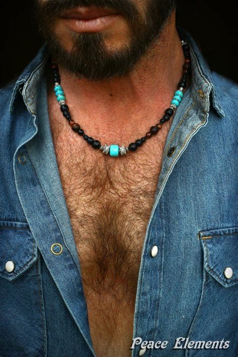 Bohemian Necklace For Men Masculine Necklace Turquoise Etsy