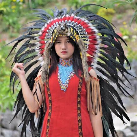 black red womens headdress indian headpiece headband costume helloween festival ebay