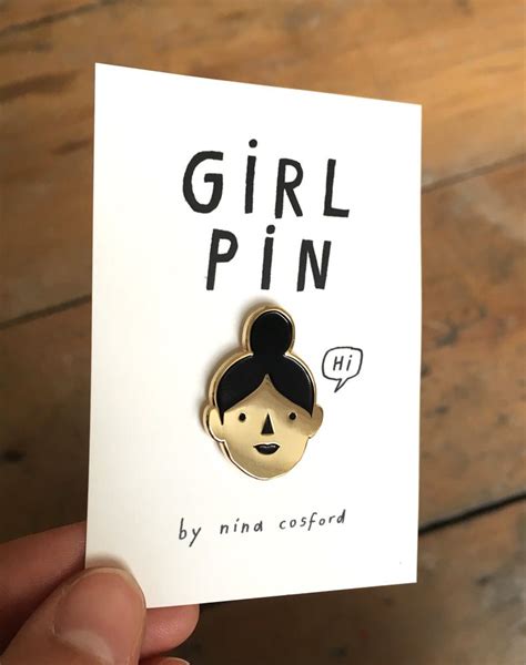 ‘girl Enamel Pin Nina Cosford Shop Enamel Pins Card Illustration Pin