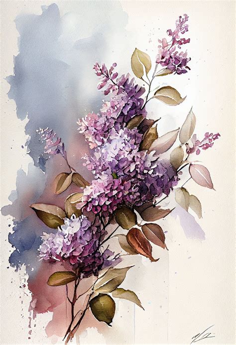 Lilac Flower Art Print Botanical Watercolors Illustration Etsy