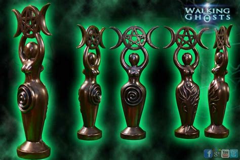 Triple Goddess Idol Sculpture Wiccan Witchcraft Altar Pagan Fertility Symbol Uk