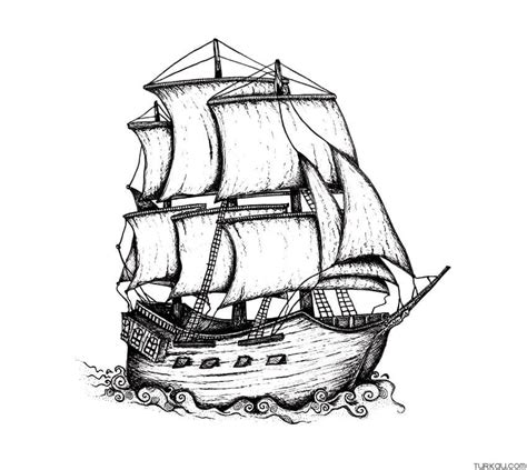 Pirate Ship Drawing Coloring Page Turkau
