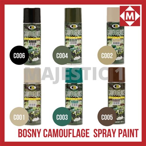 Bosny Camouflage Spray Paint Light Grey Khaki Forest Green Army