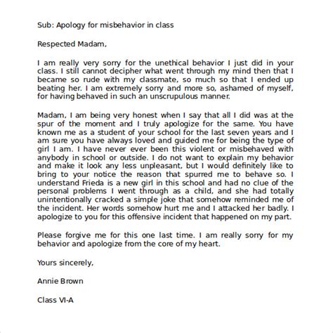 Apology Letter To Teacher