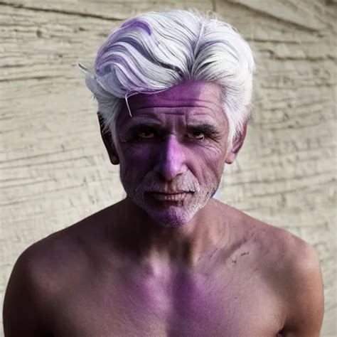 Human Male With Purple Skin And White Hair Stable Diffusion Openart