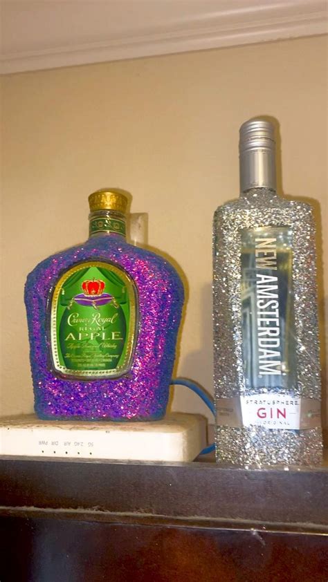 Glitter Liquor Bottles College Apartment Decor Idea Alcohol Bottle