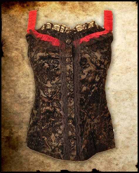 black red goth steampunk skull damask vamp corset top victorian jawbreaker blackamore