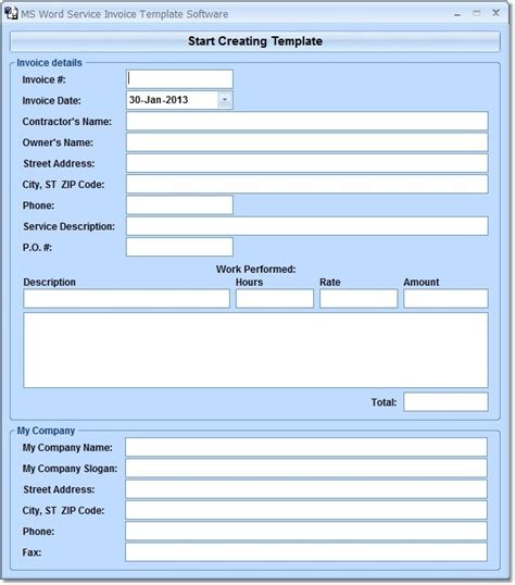 Ms Word Service Invoice Template Software Free Download And Review