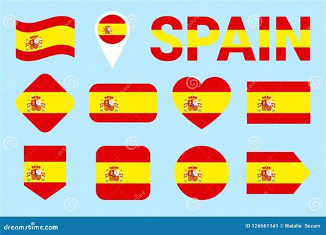 Colección De La Bandera De España Banderas Españolas Fijadas Iconos