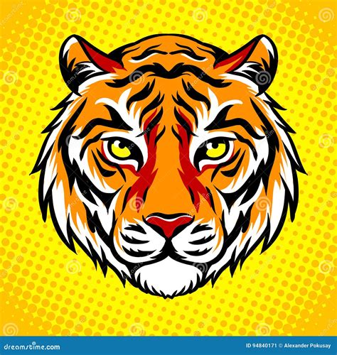 Tiger Head Pop Art Style Vector Illustration Stock Vector