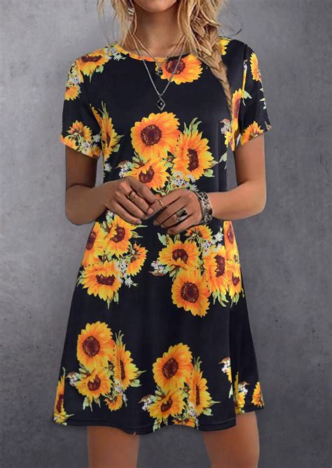 sunflower o neck mini dress mini black dress mini dress dresses