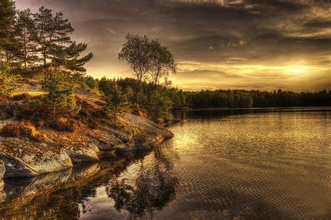 Hd Wallpaper Lake In Sweden On Evening Wallpaper Flare