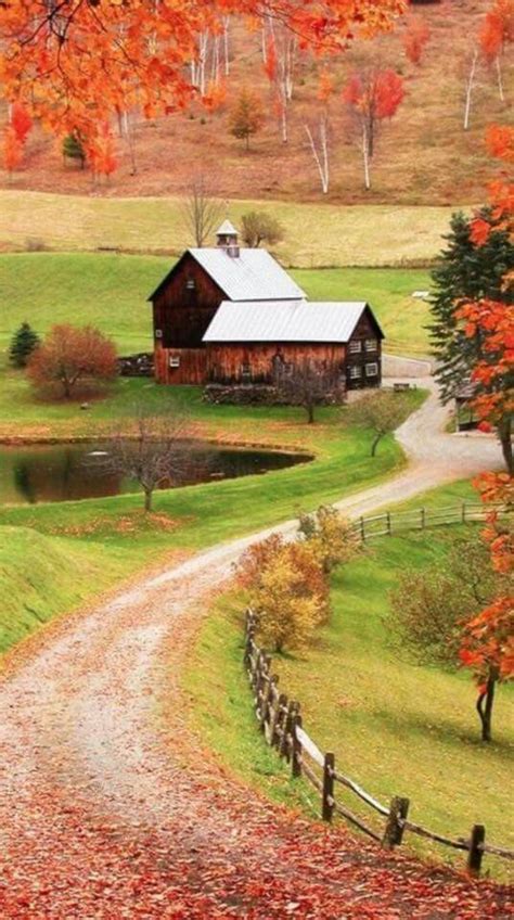 Farm In Fall Scenery Beautiful Places Nature