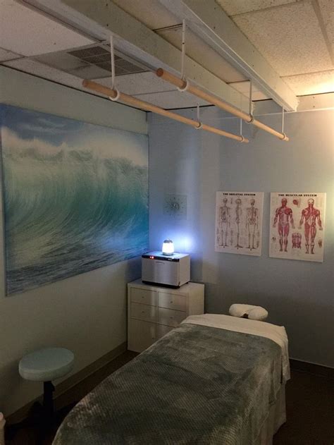 A Massage Room With A Large Painting On The Wall