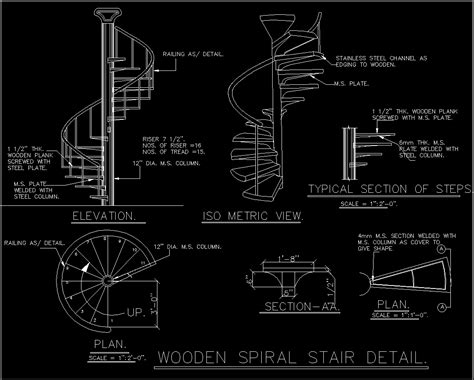 Spiral Staircase Dwg Section For Autocad Designs Cad