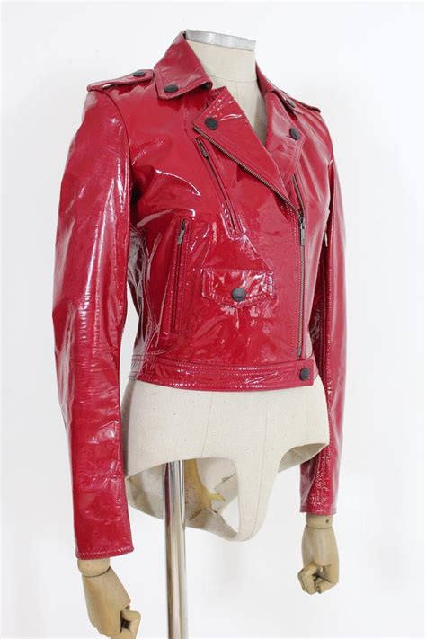 Fendi Leather Patent Red Biker Jacket At 1stdibs
