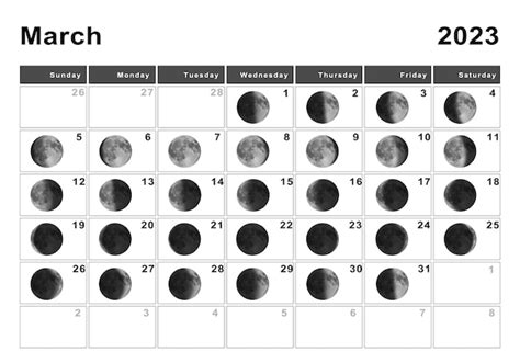 Calendário Lunar De Março De 2023 Ciclos Da Lua Fases Da Lua Foto
