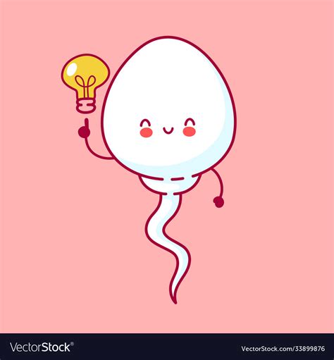 Cute Happy Funny Sperm Cell With Idea Light Bulb Vector Image