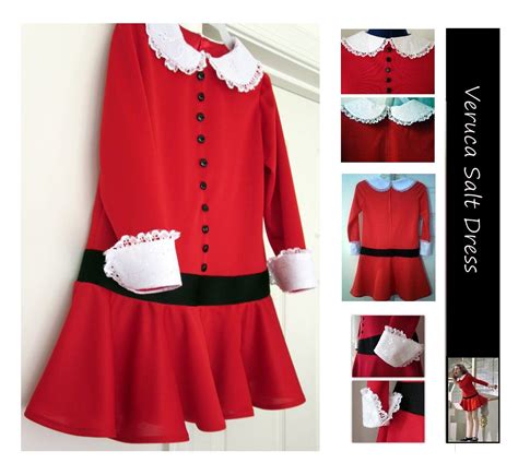 ladies red veruca salt brat fancy dress chocolate factory winner costume costumes fashion unisex
