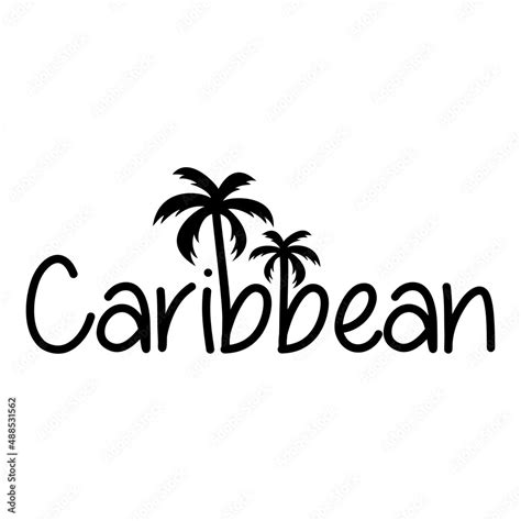 Caribbean beach. Banner con texto Caribbean con letra con forma de ...