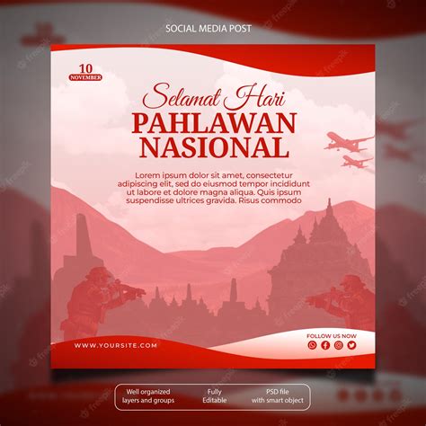 Premium PSD | Hari pahlawan indonesia independence day social media post