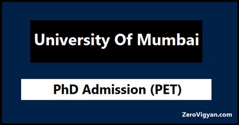 Mumbai University Phd Entrance Test Pet 2022 Application Form Dates