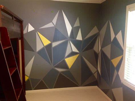 Looking for ideas on how to paint funky geometric designs on the wall in your boy's room? Geometric vector mountains wall for the boy's room, blue ...