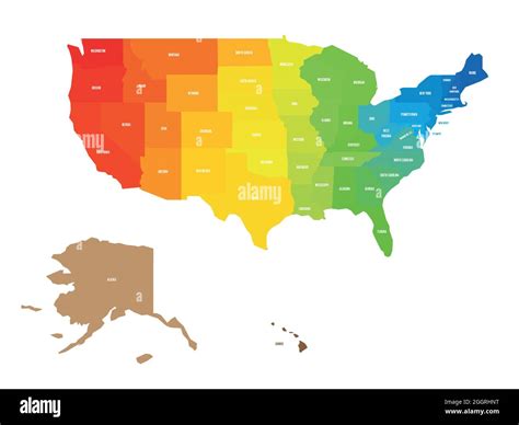 Mapa Colorido De Eeuu Estados Unidos De América Colores De Espectro