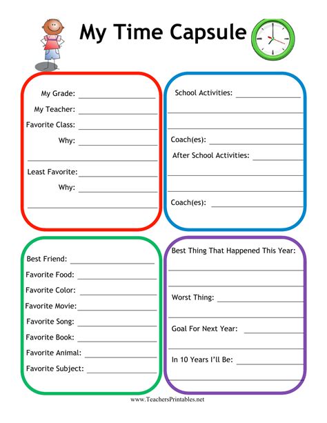 Time Capsule Spreadsheet Template Download Printable Pdf Templateroller