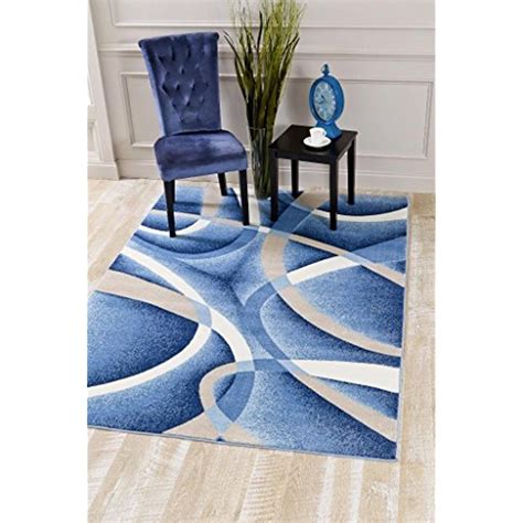 2305 Blue Swirls 90 X 126 Modern Abstract Area Rug Carpet Read