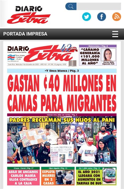 Portada Diario Extra Miércoles 9 De Diciembre 2020 300 Mil Ejemplares