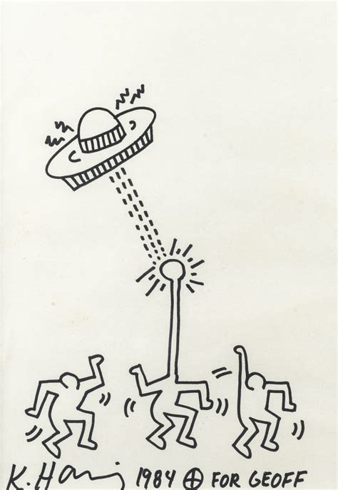 Keith Haring 1958 1990 Untitled Ink On Card Signed And Endorsed K