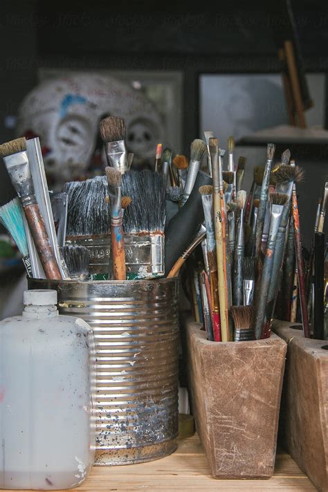 Set Of Brushes In Art Studio By Stocksy Contributor Per Images