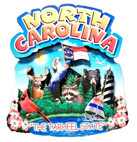 North Carolina The Tarheel State Artwood Montage Fridge Magnet