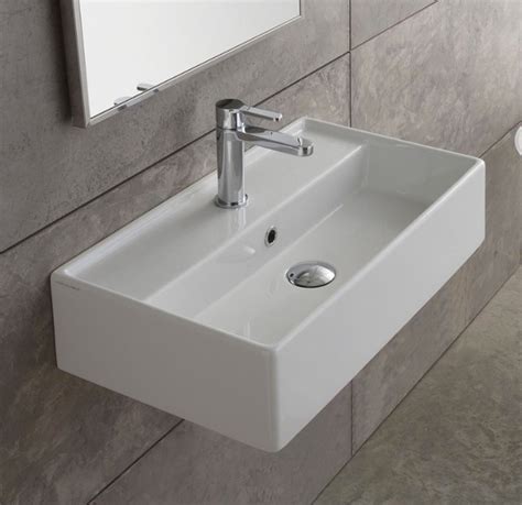 Space Saving Simple Wall Mounted Sink Contemporary Bathroom Sinks