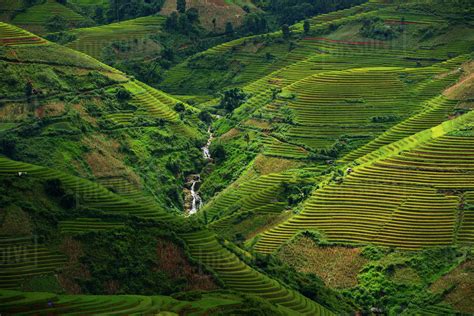 aerial-view-of-terraced-rice-fields,-mu-chang-chai,-vietnam-stock