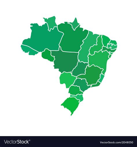 Flat Simple Brazil Map Royalty Free Vector Image