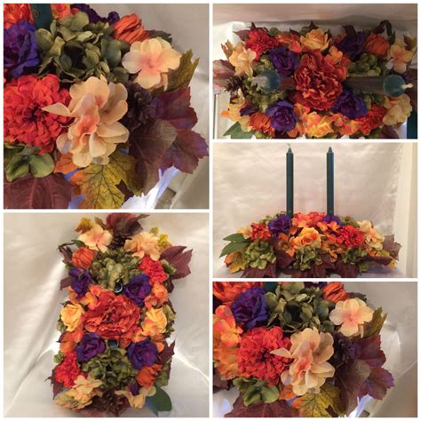 Maybe you would like to learn more about one of these? A Thanksgiving centerpiece of various flowers with candles ...