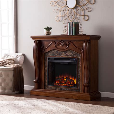 Various factors, including bulb type, energy efficiency rating, size, and other. Corina Electric Fireplace w/ Faux Marble, Walnut - Walmart ...