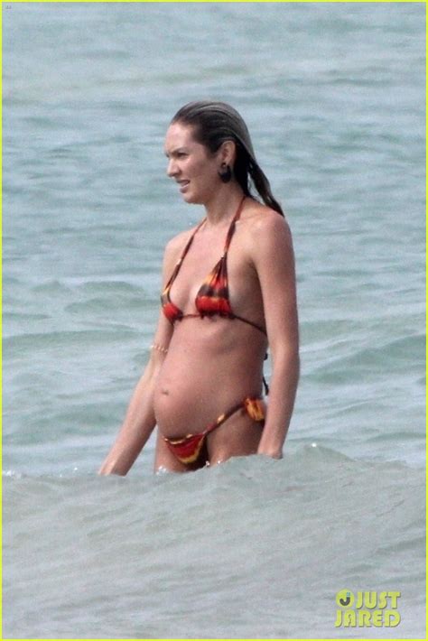 Candice Swanepoel Flaunts Baby Bump In Bikini On Vacation Photo
