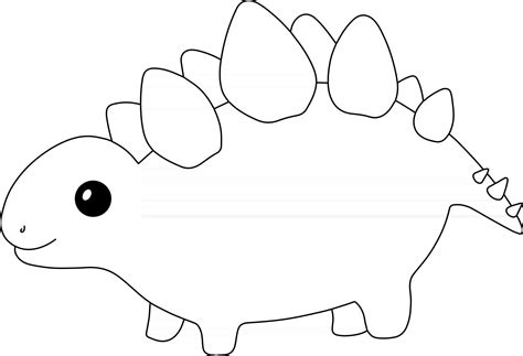 Dinosaur Cute Cartoon Stegosaurus Coloring Page Print