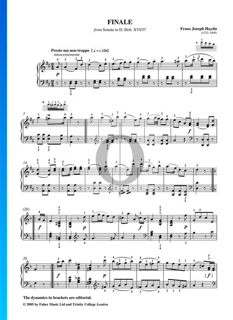 Sonata No 50 In D Major Hob Xvi 37 3 Finale Sheet Music Piano