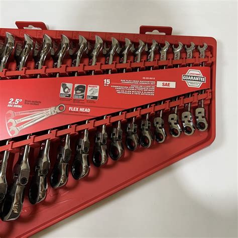 Milwaukee 48 22 9413 15 Pc Flex Head Ratcheting Combination Wrench Set