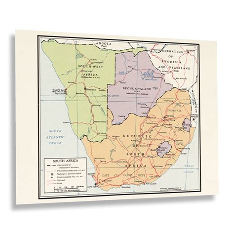 Historix Vintage 1963 South Africa Map Print Vintage Map Of Etsy