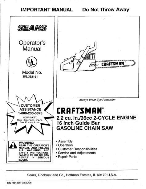 Craftsman 358 352161 Operators Manual Manualslib Makes It Easy To Find