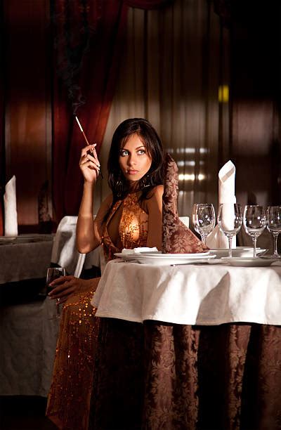 Smoking Women Cigarette Holder Restaurant Pictures Images And Stock