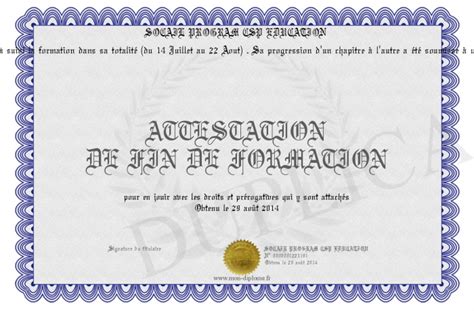 Attestation De Fin De Formation