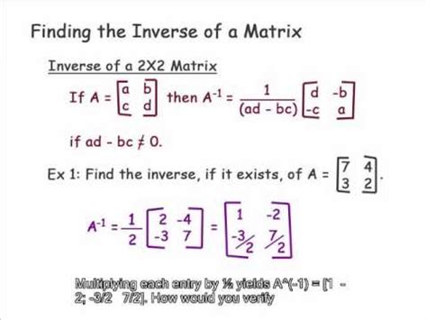 Inverse of a 2X2 Matrix - YouTube