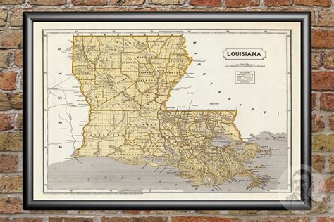 Vintage Louisiana Map 1842 Old Map Of Louisiana Historical Etsy